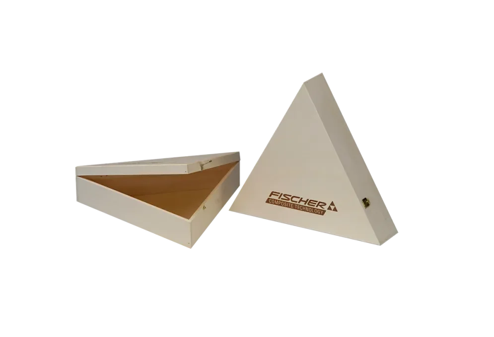 Chocolate box in triangular shape with hinged lid