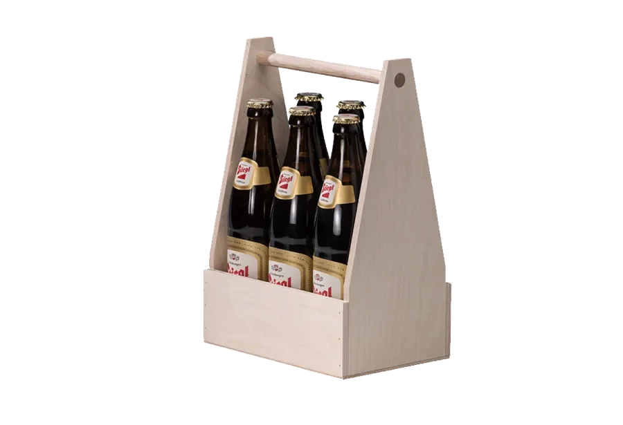 Beer crate for six bottles made of birch plywood