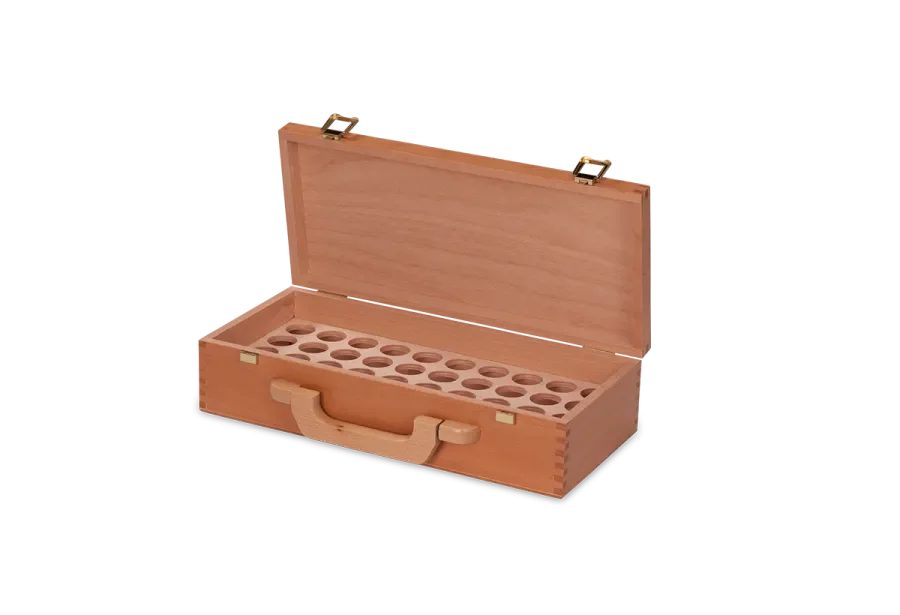 Wooden case with insert for essential oils