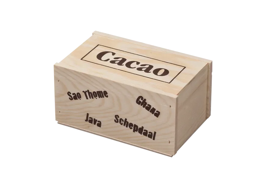 Wooden chocolate box with print