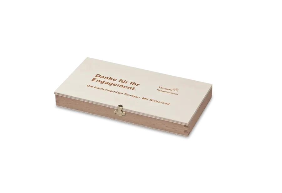 Flachdeckelkassette aus Buche oder Pappel mit Flachdeckel