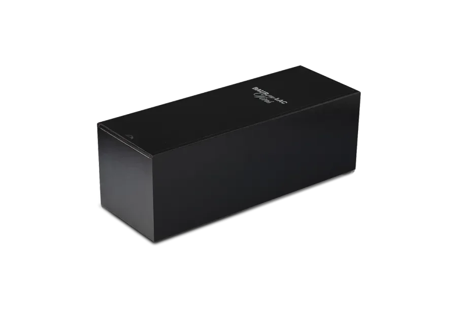 Wooden box for magnum bottles with black varnish and silkscreen treatment