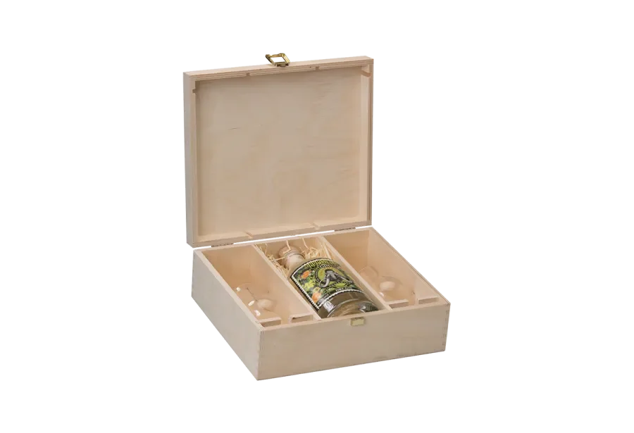 spirit wood crate with hinged lid