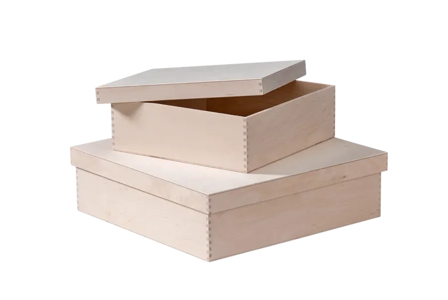 Standard gift packaging with lid and notched corner joint from Scheffauer-Holzwaren