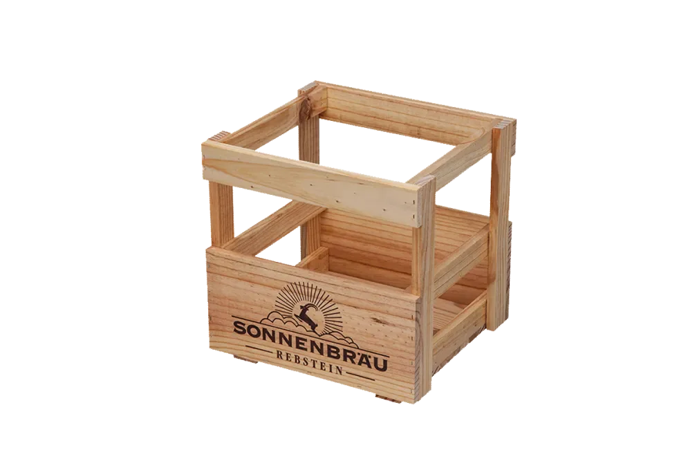 Beer crate for 9 bottles, pine, oiled with fire print refinement