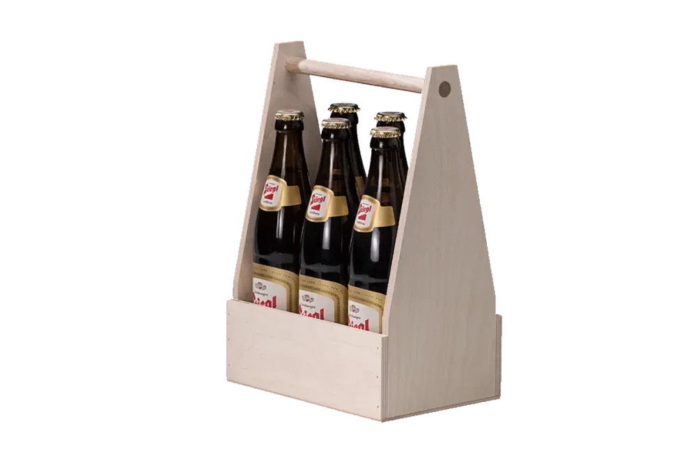 Beer crate for six bottles made of birch plywood