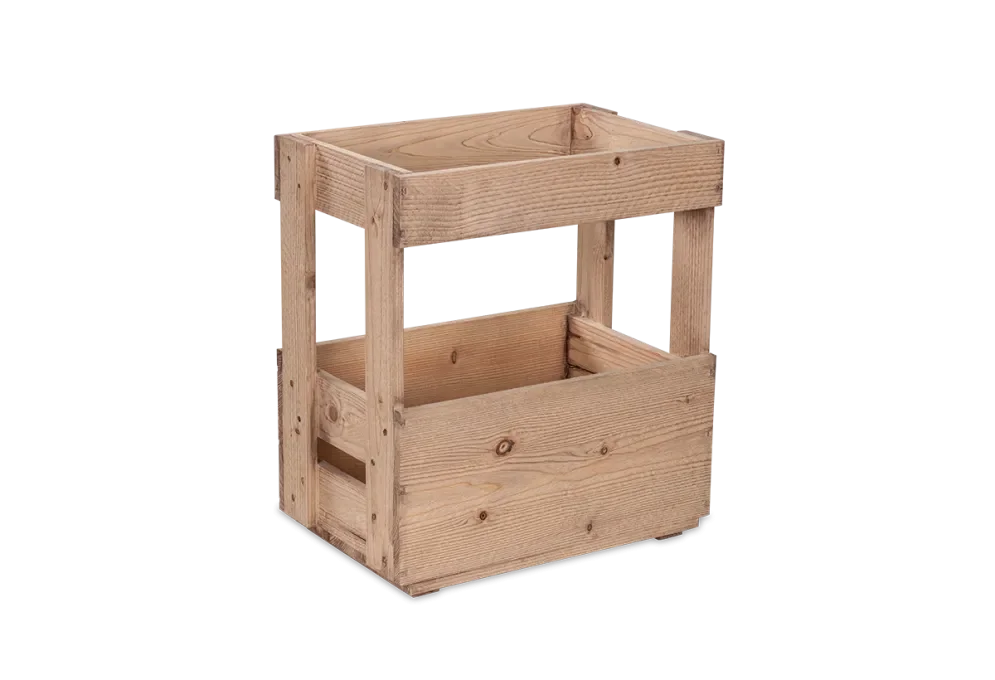 Rustic slatted crate for six bottles