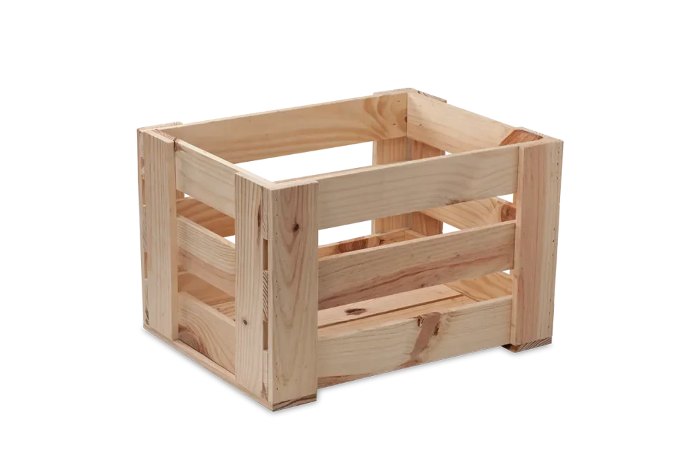 Wine box made of solid pine wood in nailed design