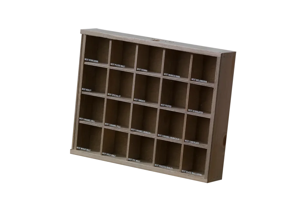 Holzdisplay mit Acrylschiebedeckel braun lackiert