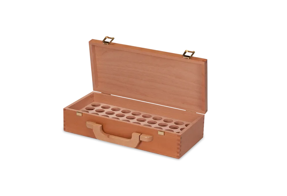 Wooden case with insert for essential oils