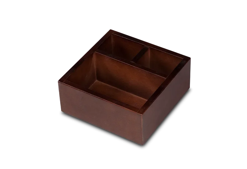 Pen holder & note box made of noble dark wood