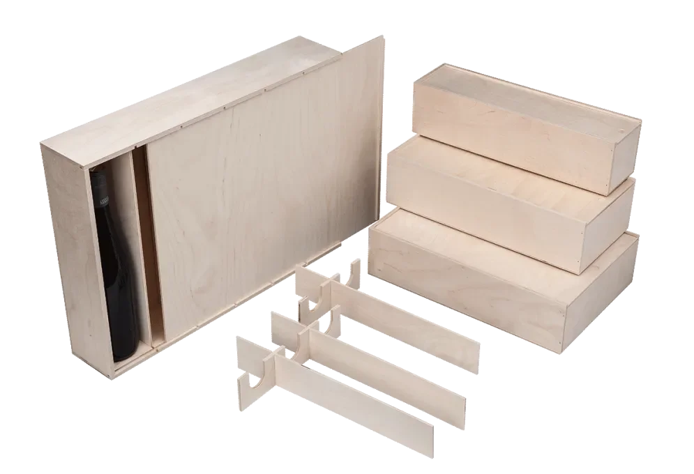 Standard wine boxes with sliding lid and insert