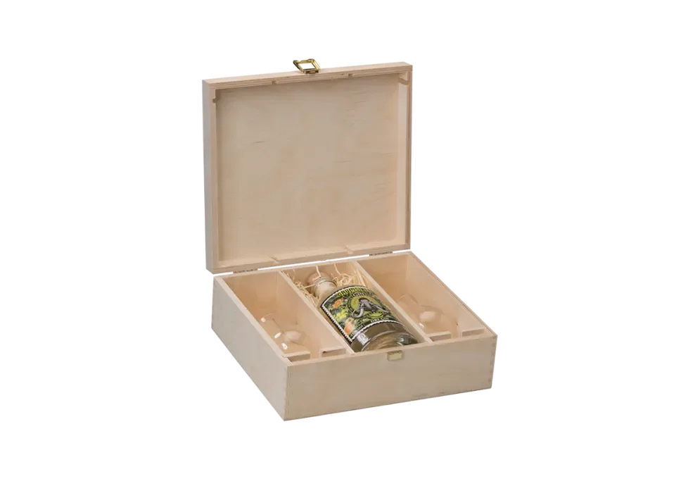 spirit wood crate with hinged lid