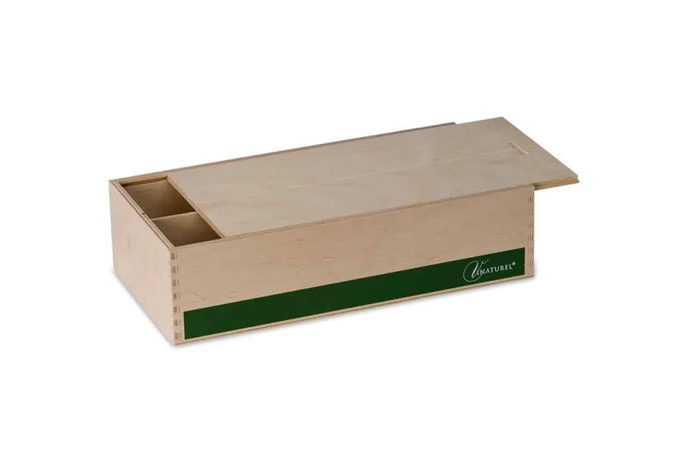 Geschenkbox aus Holz mit Siebdruck