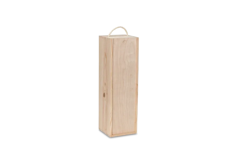 Wine box with carrying cord natural