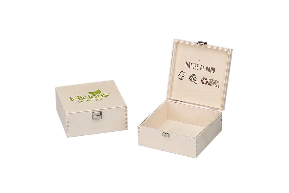 Gift box small surprise with digital print and hinged lid by Scheffauer-Holzwaren