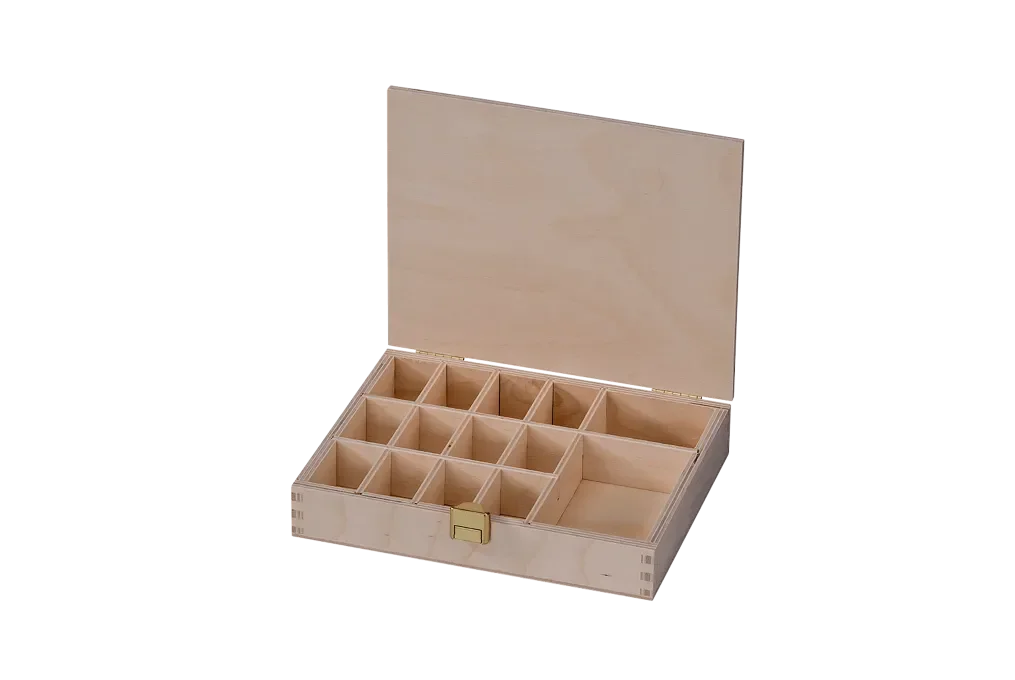 Gewürzbox aus Birkensperrholz mit Flachdeckel, gezinkt vom Produzent Scheffauer Holzwaren