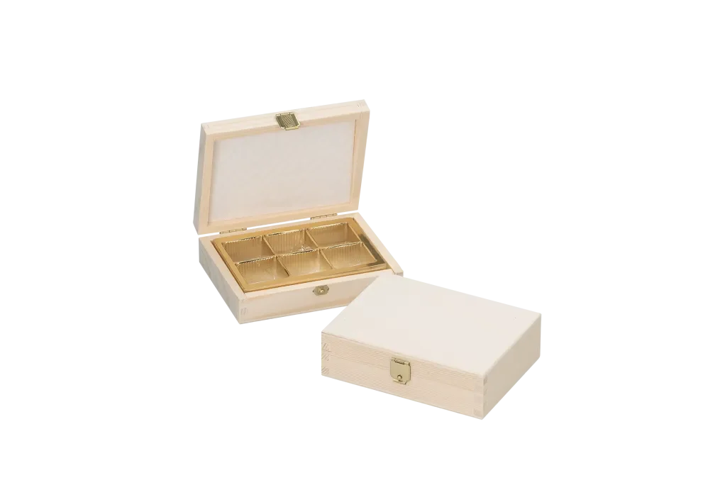 Pralinenkassette 6 Stück produziert von Scheffauer Holzwaren