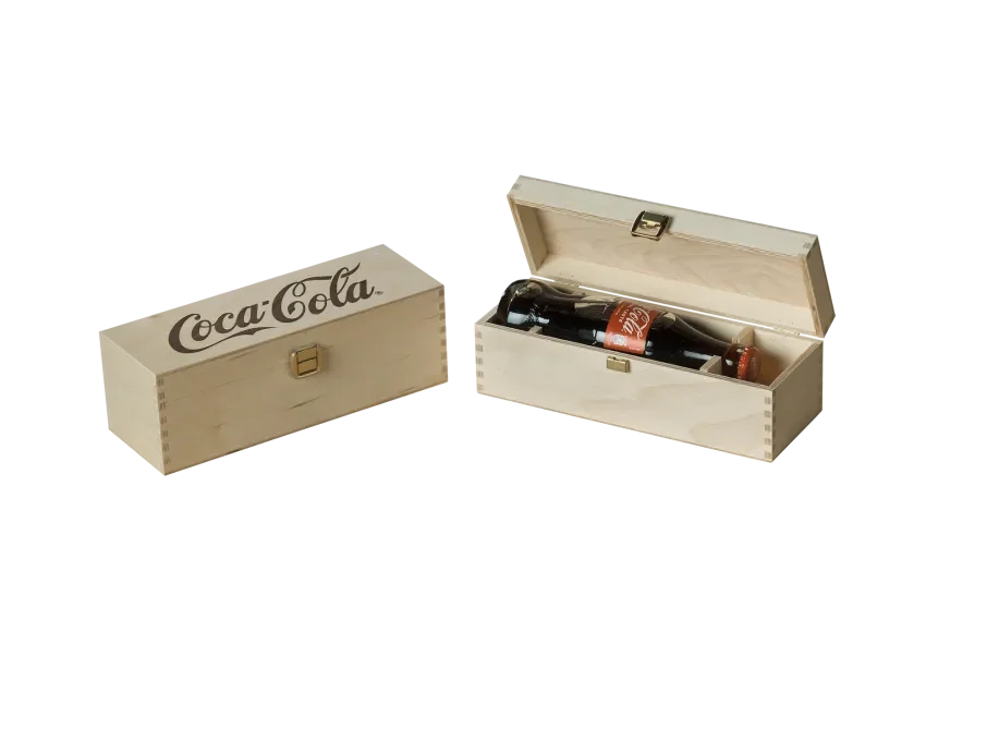 Holzbox mit Einsatz für Coca Cola