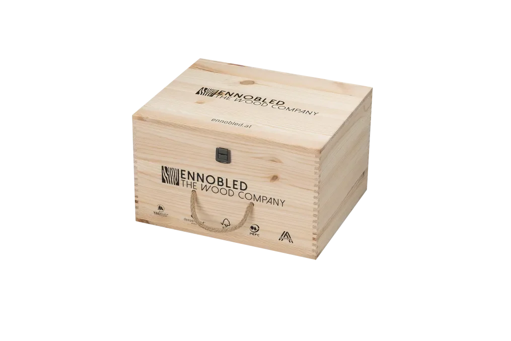 Holzkassette mit Siebdruck 