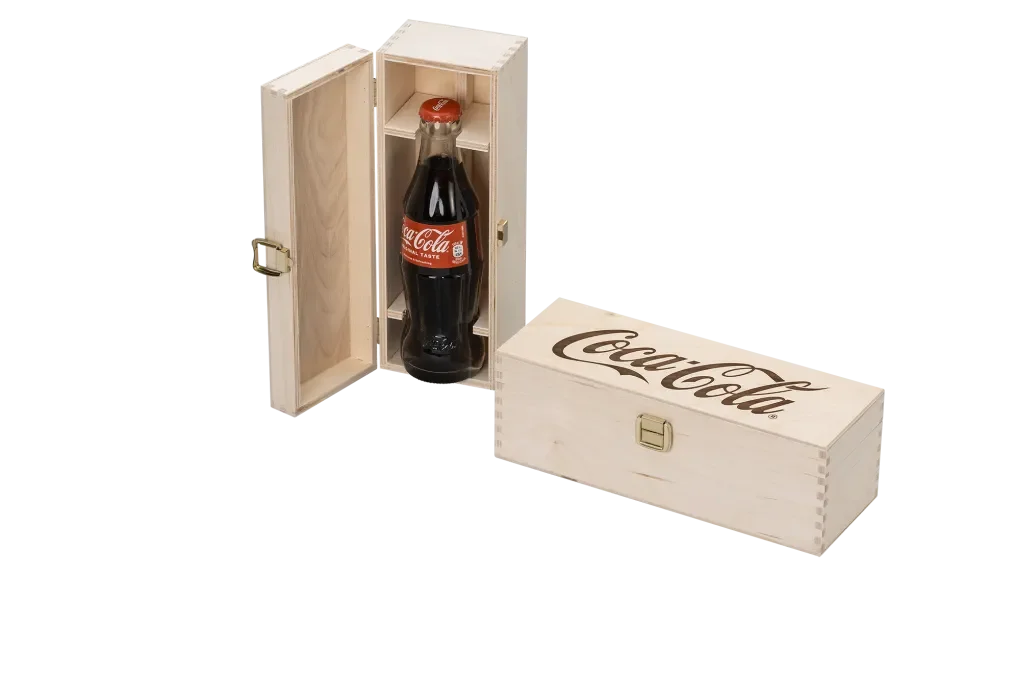 Holzbox mit Einsatz für Coca Cola