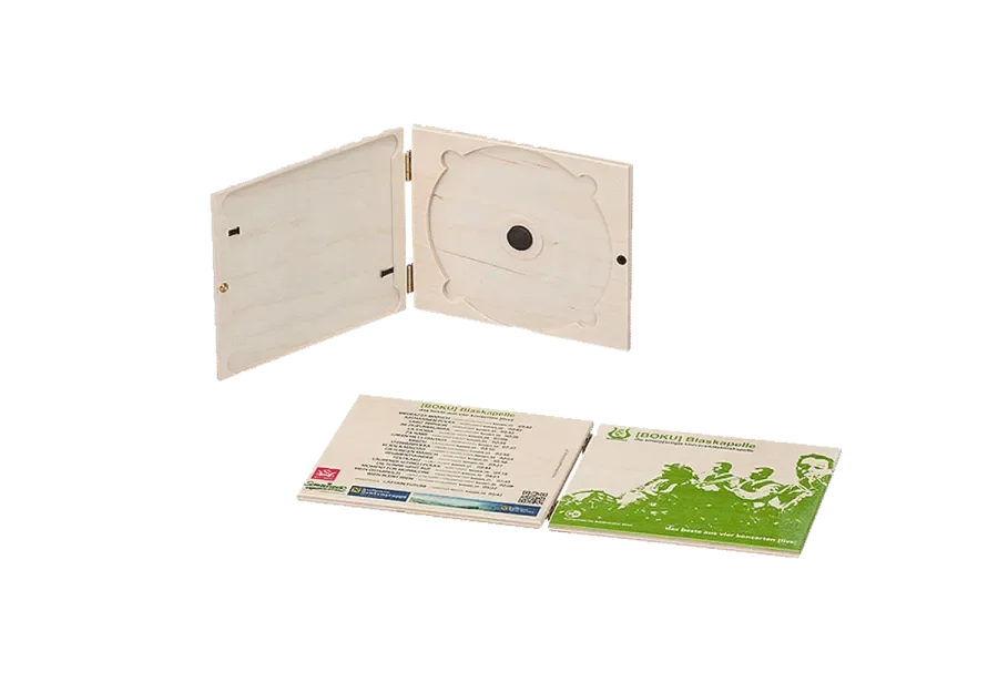 CD packaging made of birch plywood with digital printing