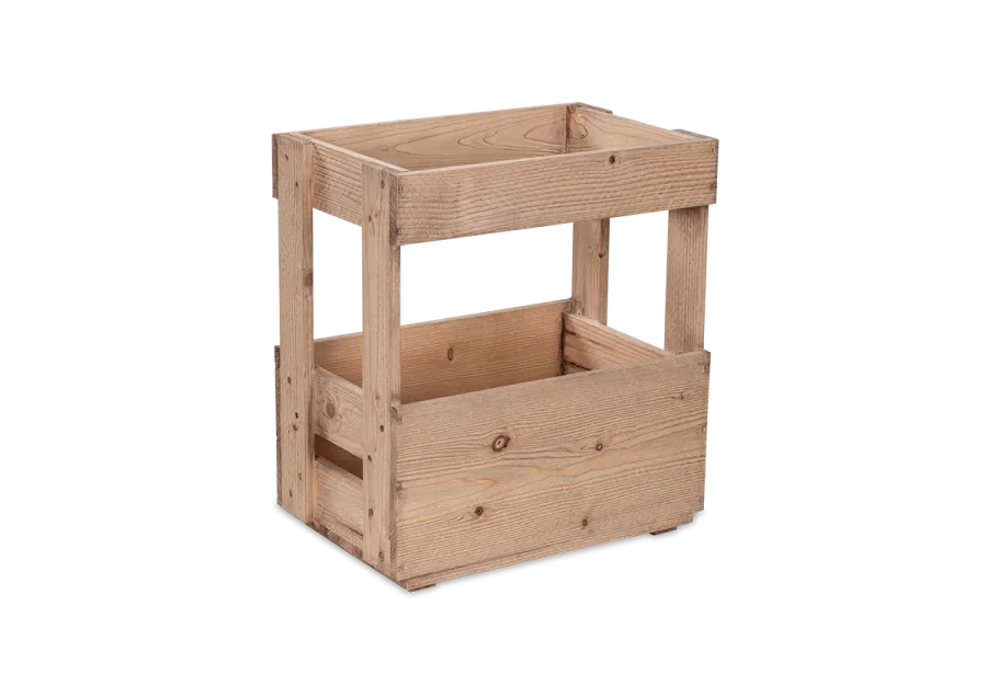 Rustic slatted crate for six bottles