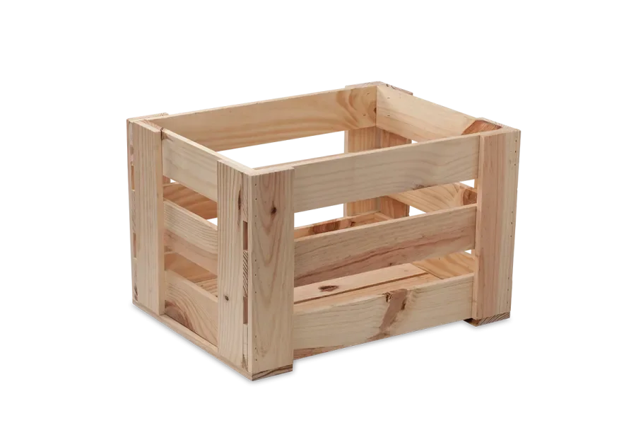 Wine box made of solid pine wood in nailed design