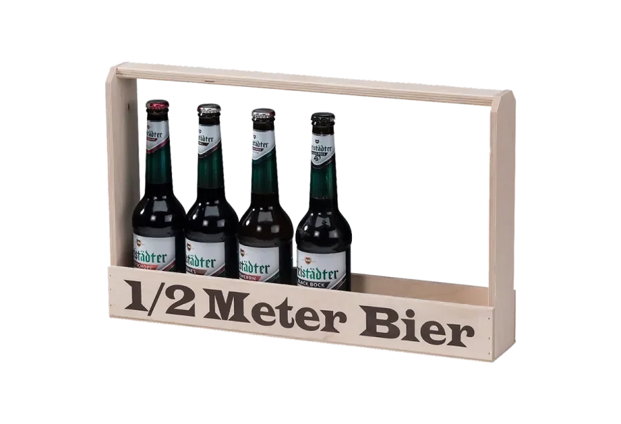 Holzträger aus Sperrholz für einen halben Meter Bier