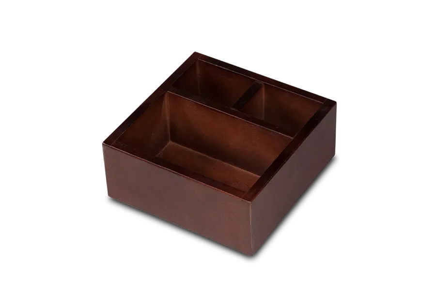 Pen holder & note box made of noble dark wood