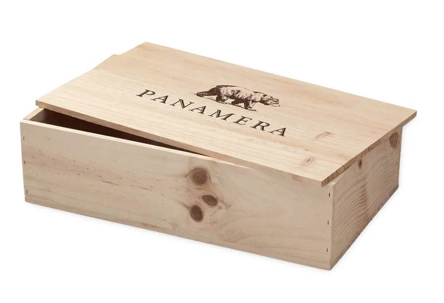 Wine box for two bottles made of pine wood