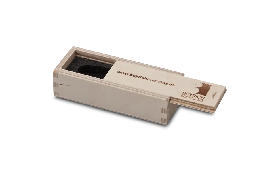 Wooden box for USB stick made of birch plywood