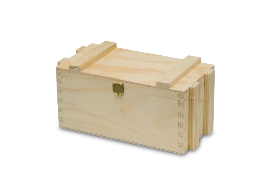 Gift box with decorative trim and metallic closure