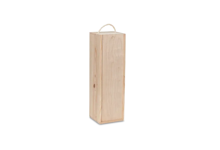 Wine box with carrying cord natural