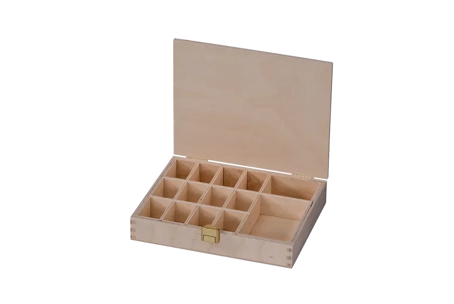 Spice box made of birch plywood with flat lid, zinc plated from the producer Scheffauer Holzwaren