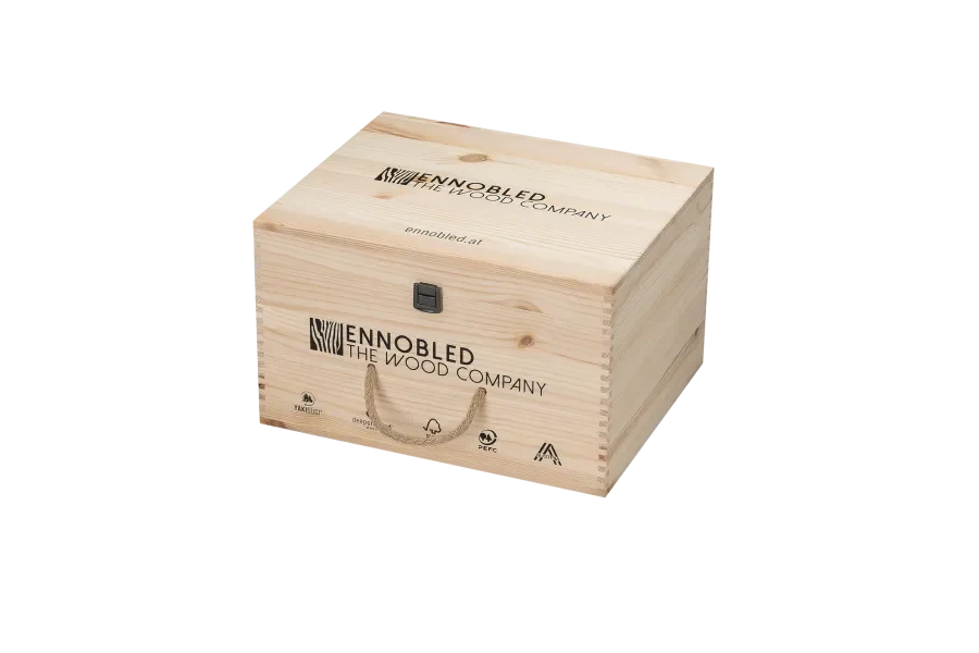 Holzkassette mit Siebdruck 