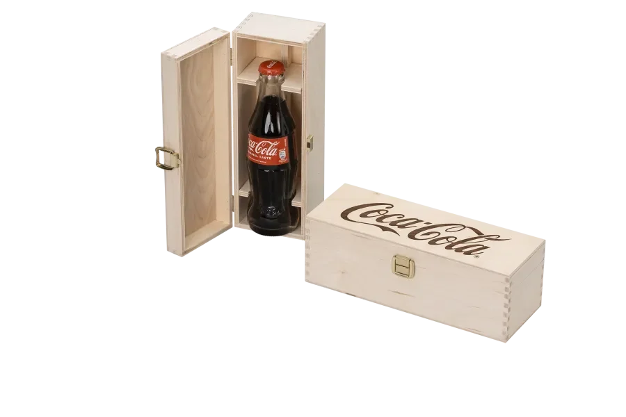 Holzbox mit Einsatz für Coca Cola
